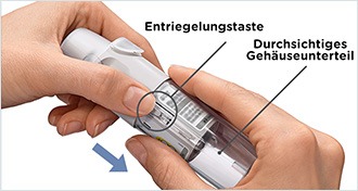 Das durchsichtige Gehäuseunterteil abziehen